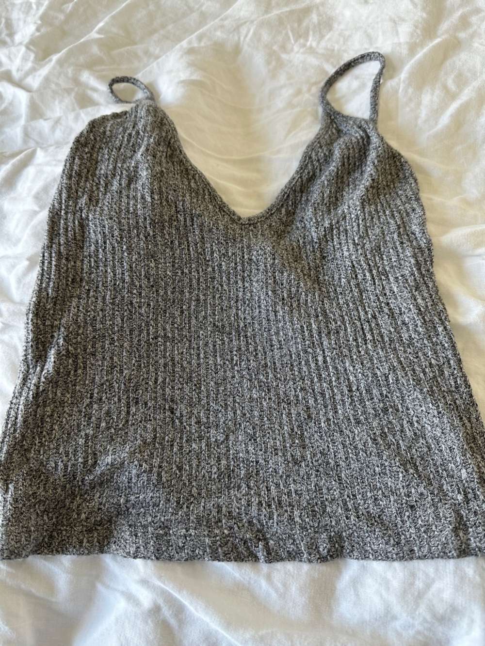 Brandy Melville Gray Ribbed V-Neck Knit Cami